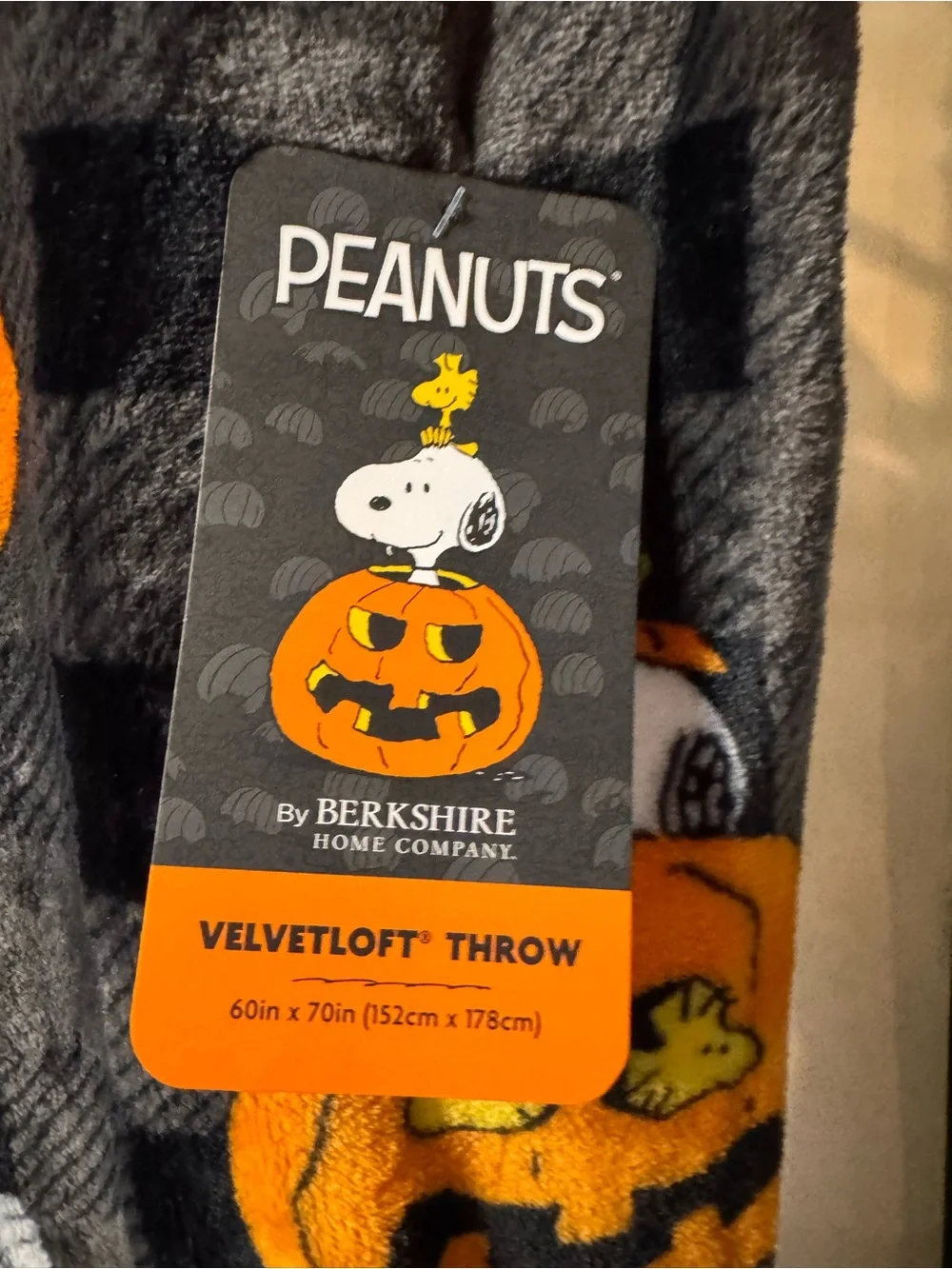 Berkshire Black & Orange Snoopy Peanuts Halloween Pumpkin  Blanket